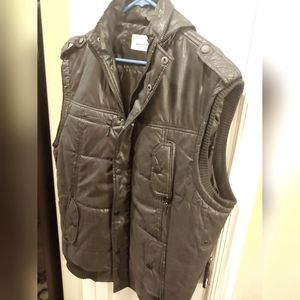 Paper Denim & Cloth Mens Puffer Vest Black Mock Neck Snap Zipped Pockets XL